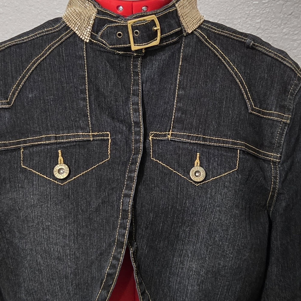 Ashley Stewart Black Denim with Gold Stitching